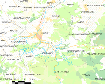Map of the commune of Limoux
