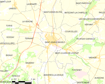 Map of the commune of Saint-Jean-d'Angély