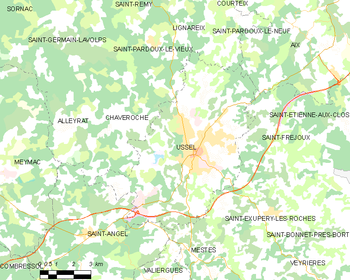 Map of the commune of Ussel