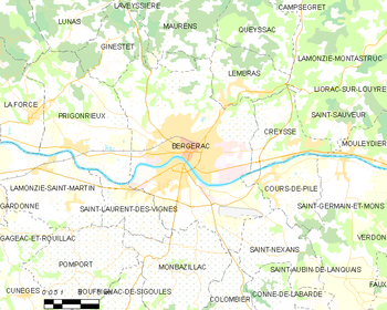 Map of the commune of Bergerac
