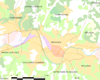Map of the commune of Périgueux