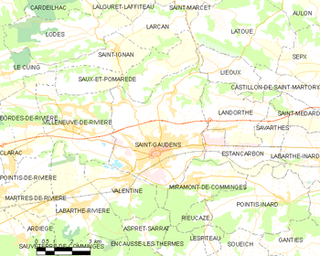 Map of the commune de Saint-Gaudens