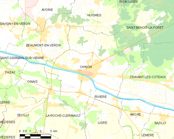 Map of the commune of Chinon