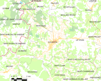 Map of the commune of Gourdon