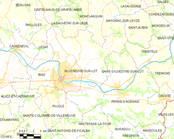 Map of the commune of Villeneuve-sur-Lot