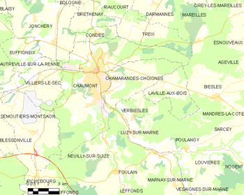 Map of the commune of Chaumont