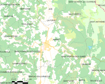 Map of the commune of Ambert