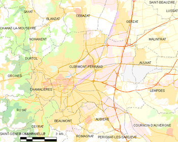 Map of the commune of Clermont-Ferrand