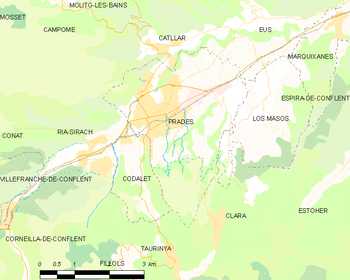 Map of the commune of Prades