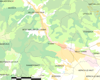 Map of the commune of Thann