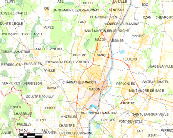 Map of the commune of Mâcon