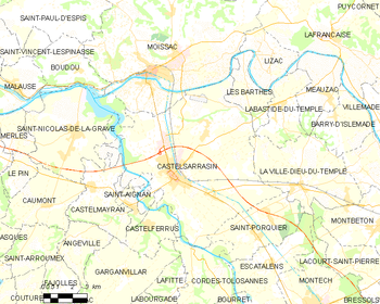 Map of the commune of Castelsarrasin