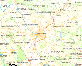 Map of the commune of Montauban