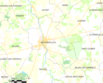 Map of the commune of Montmorillon