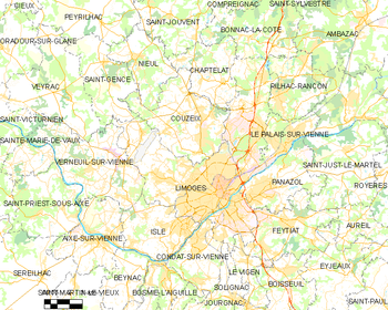 Map of the commune of Limoges.