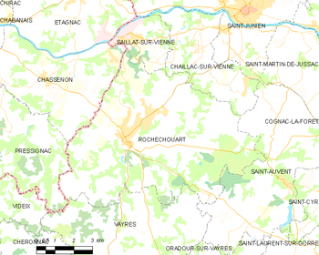 Map of the commune de Rochechouart