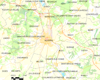 Map of the commune of Auxerre