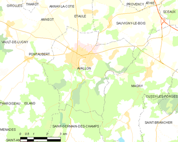 Map of the commune of Avallon