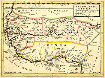 Une carte de 1729, montrant la Côte des Esclaves
