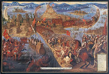 Les Espagnols envahissent Tenochtitlan