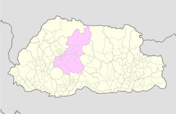 Placering af Wangdue Phodrang-distriktet i Bhutan