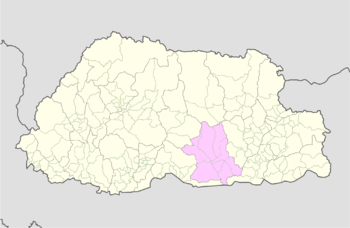 Localização de Zhemgang dzongkhag no Butão
