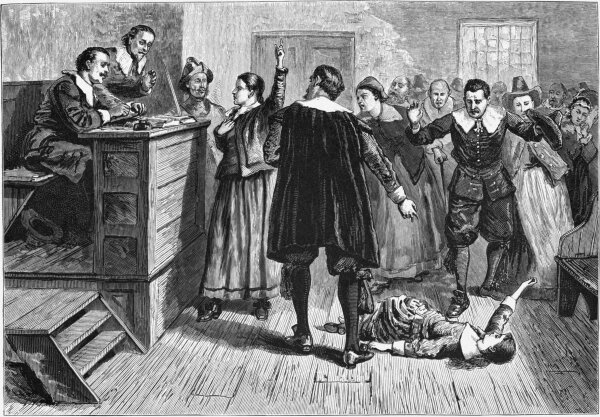 Raganavimas Salemo kaime. Šioje 1876 m. teismo salės iliustracijoje pagrindinė figūra paprastai įvardijama kaip Mary Walcott.