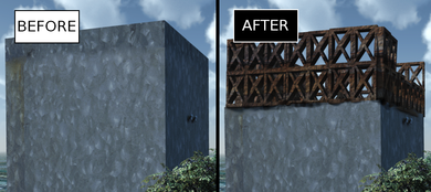 Kernreaktor Fukushima I Block 1 vor und nach der Wasserstoff-Explosion.