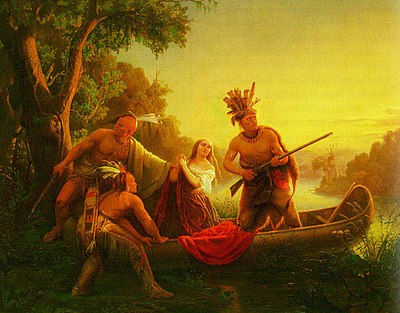 Die Entführung der Tochter von Daniel Boone durch die Indianer , Charles Ferdinand Wimar, 1853