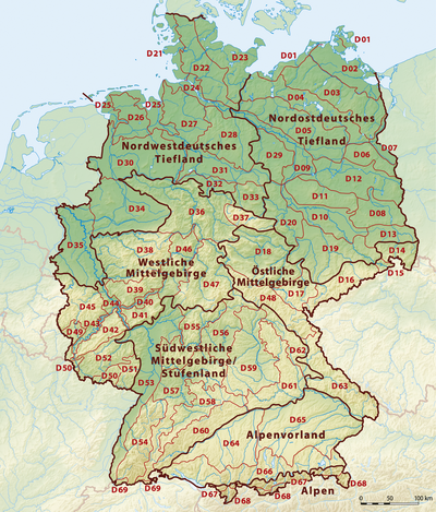 Główne regiony przyrodnicze w Niemczech