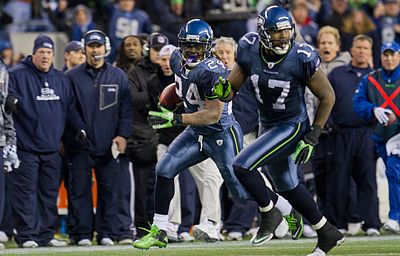Marshawn Lynch and Mike Williams on the play dubbed the "Beast Quake" against the New Orleans Saints
