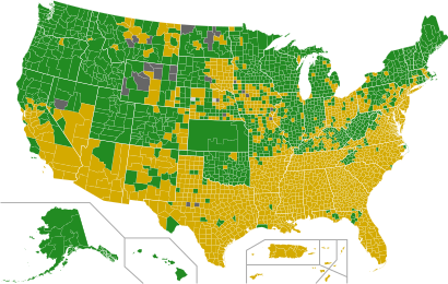 Okresy, v nichž kandidáti zvítězili. Hillary Clinton Bernie Sanders
