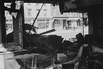 Damage to a store from riots in Washington, D.C., after King's murder