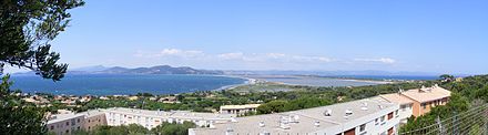 Lake enclosed by two tomboli, Giens, Côte d'Azur (France)