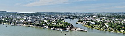 View from the fortress Ehrenbreitstein to Koblenz and the German Corner