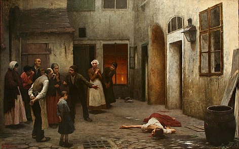 Asesinato en la casa es un cuadro de Jakub Schikaneder, realizado en 1890.