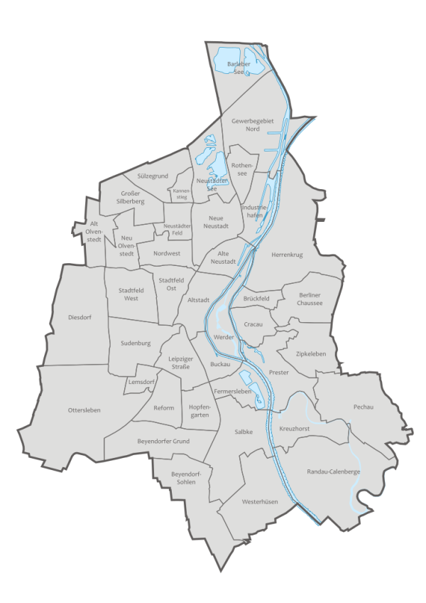 Location of the districts (clickable map)