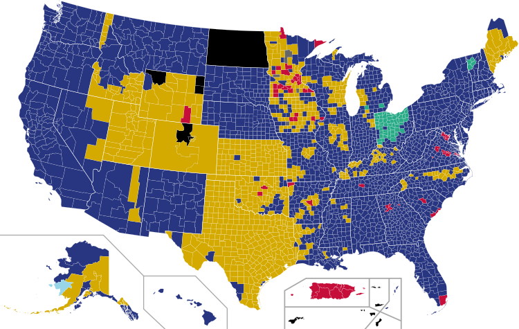 各县的结果。     唐纳德-特朗普 Ted Cruz Marco Rubio John Kasich Ben Carson 未承诺