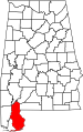 State map highlighting Baldwin County