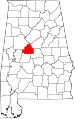 State map highlighting Bibb County