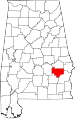 State map highlighting Bullock County