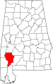 State map highlighting Clarke County