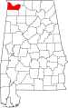 State map highlighting Colbert County