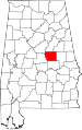 State map highlighting Coosa County