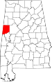 State map highlighting Pickens County