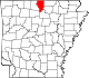 State map highlighting Baxter County