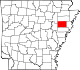 State map highlighting Cross County