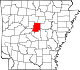 State map highlighting Faulkner County