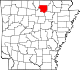 State map highlighting Izard County