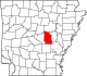 State map highlighting Lonoke County